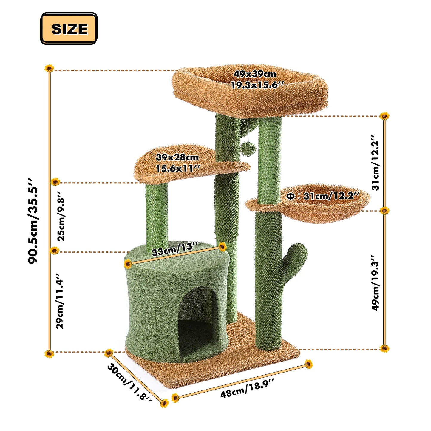 Cactus Cat Tower with Scratcher