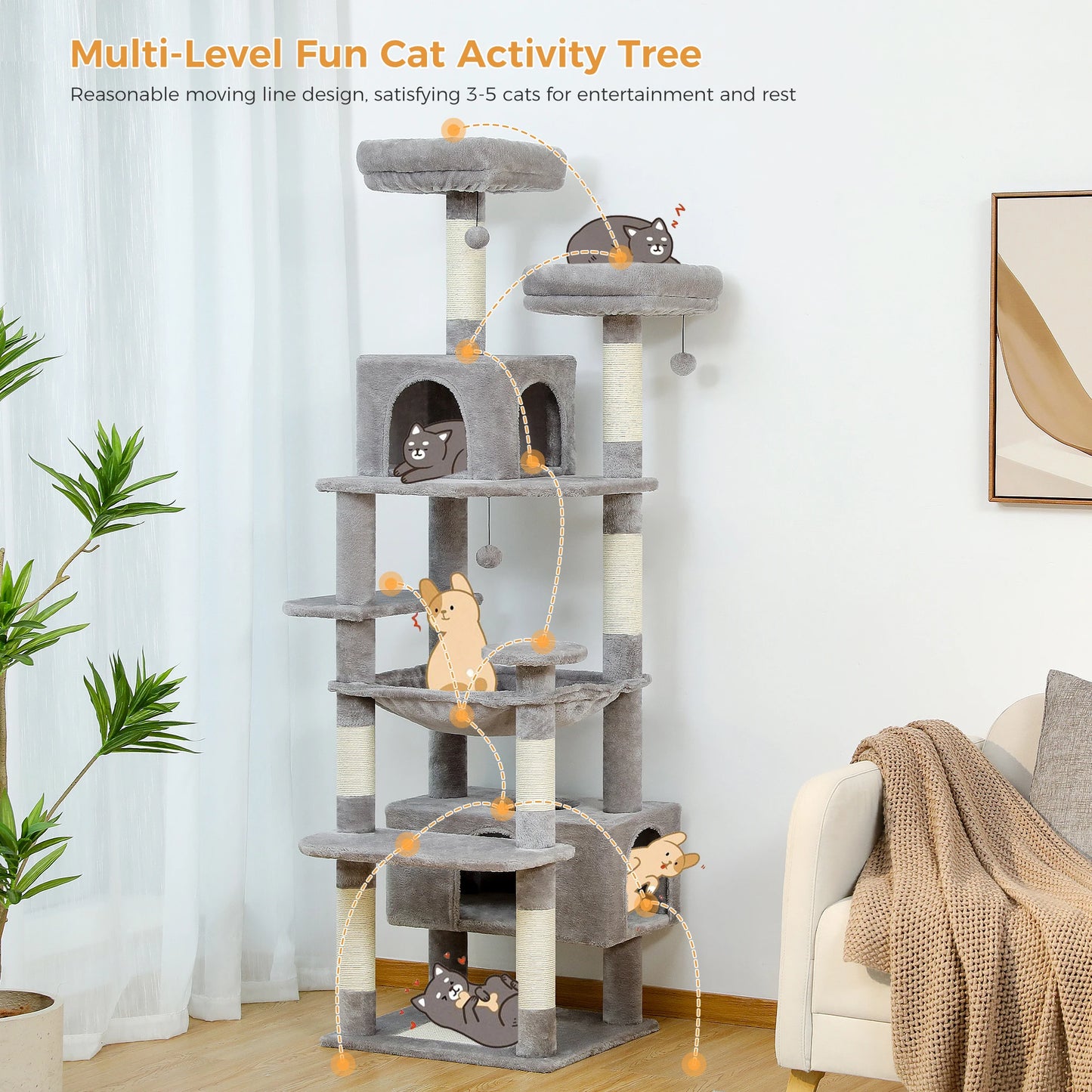 184cm Large Cat Tree With Scratching Posts