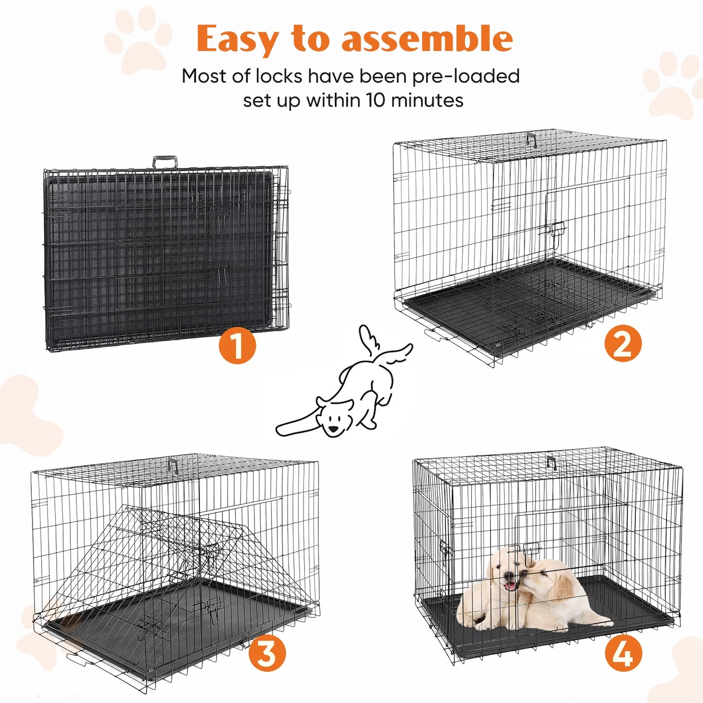 Double Door Folding Dog Cage - We Have the Goodies