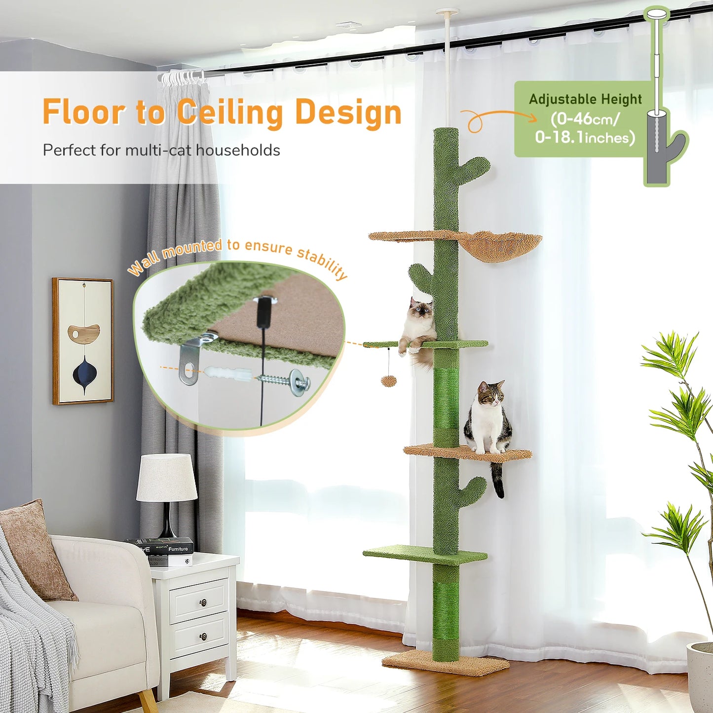 Cat Tree 5-Tier Floor to Ceiling - We Have the Goodies