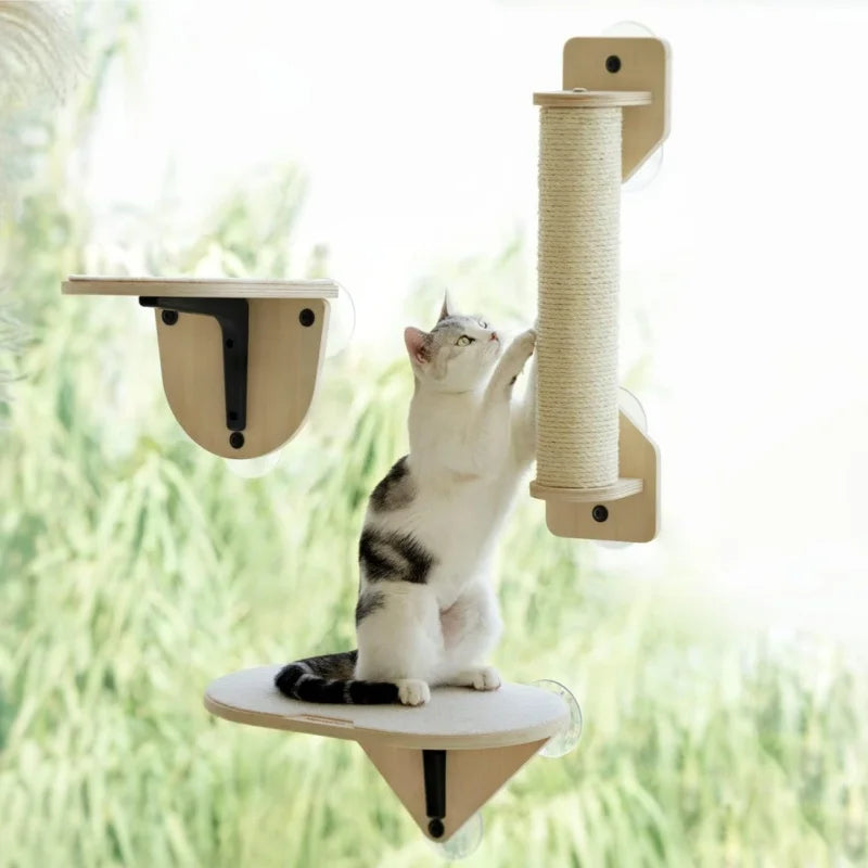 Cat Window Hammock with Climbing Steps