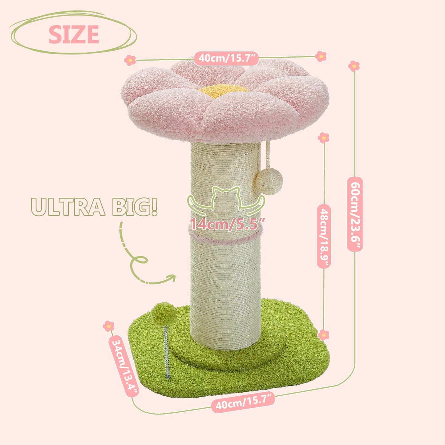 Flower Cat Scratching Post with Removable Flower Bed