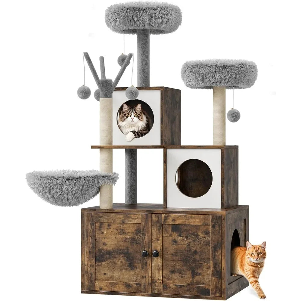 Cat Tree with Litter Box Enclosure