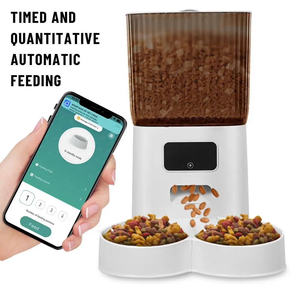 Smart Pet Feeder with Dual Bowls,