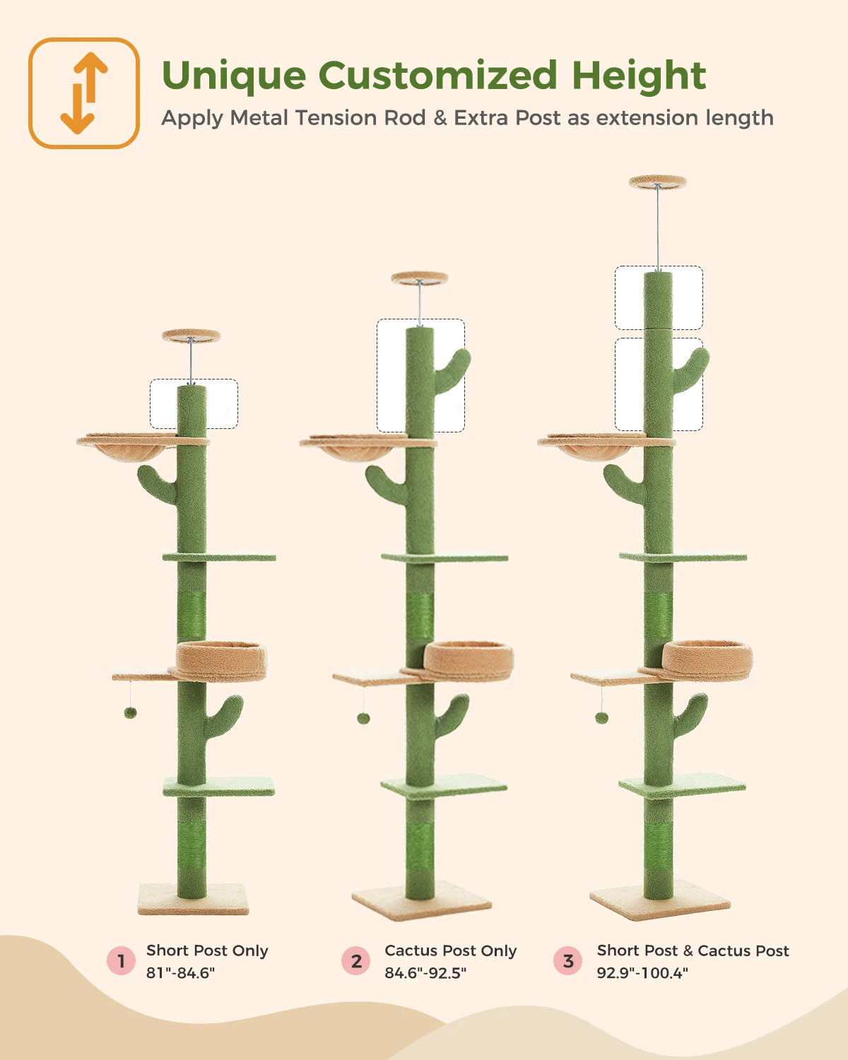 Adjustable Height Cactus Cat Tree