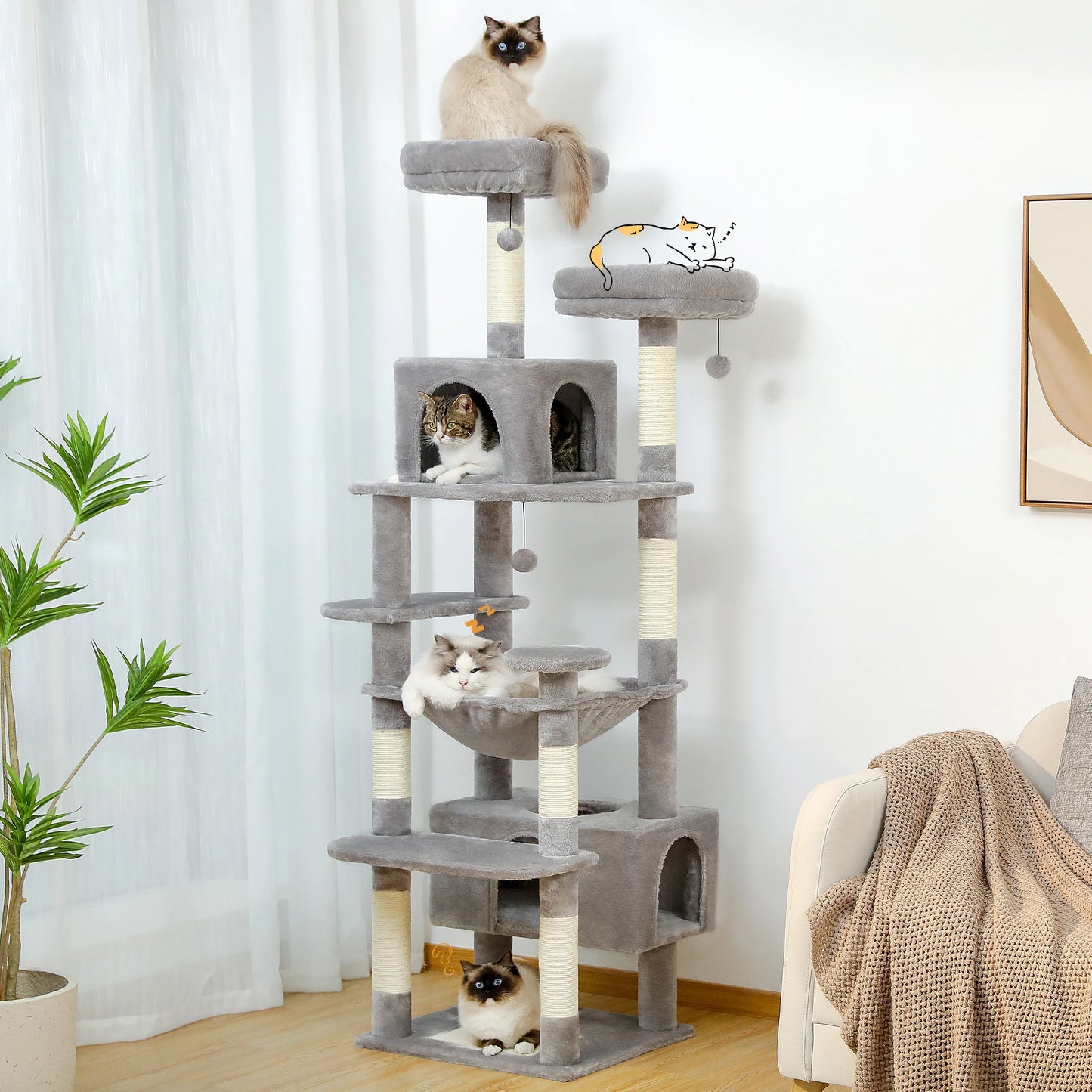 184cm Large Cat Tree With Scratching Posts