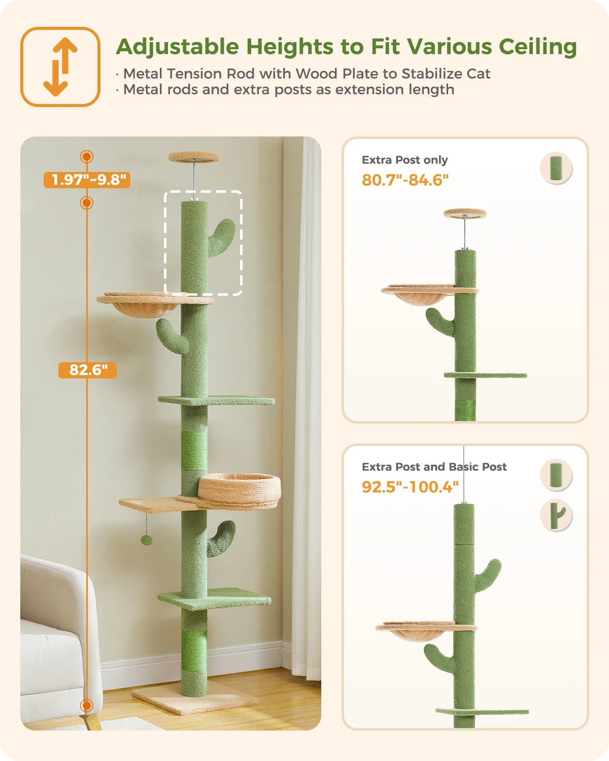 Adjustable Height Cactus Cat Tree