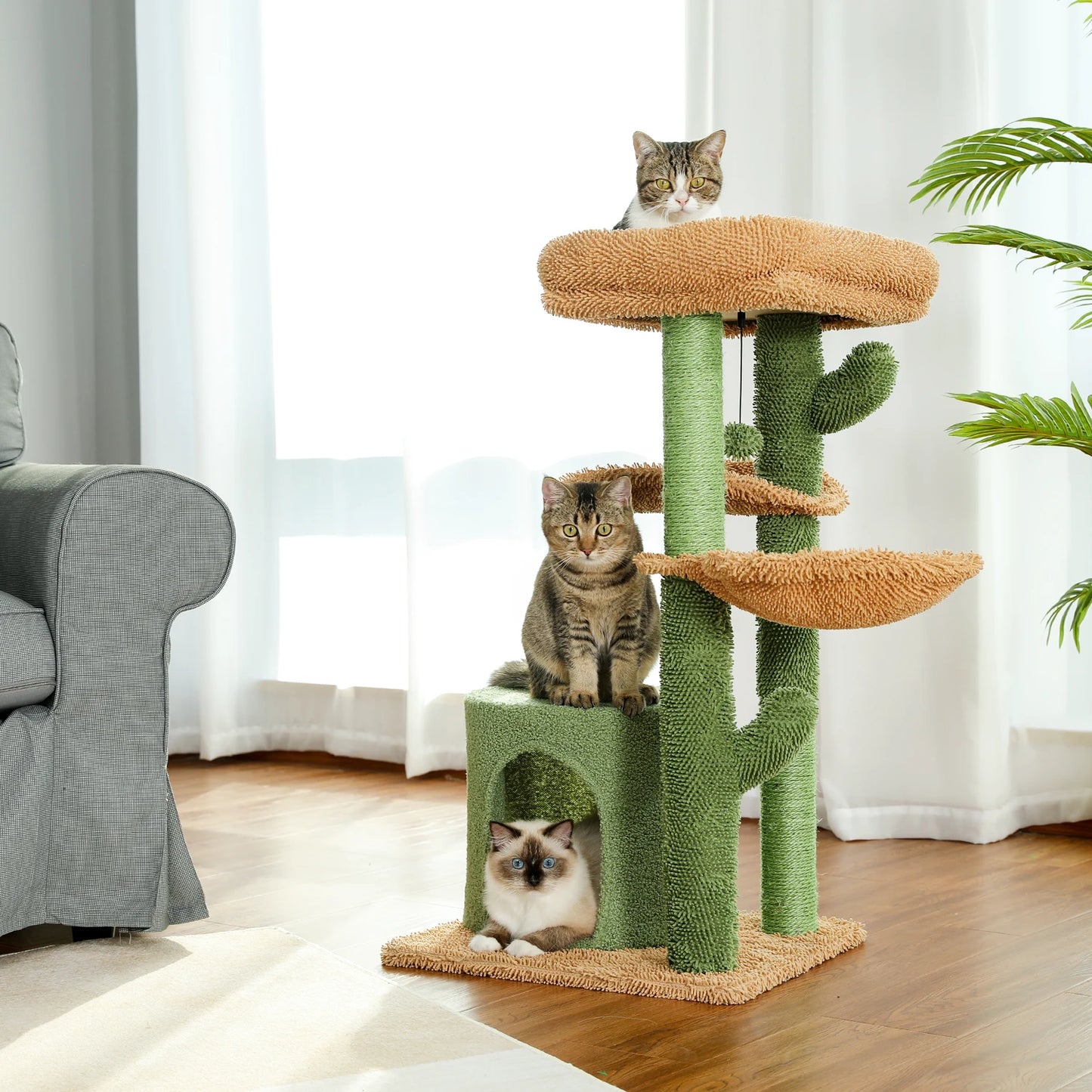 Cactus Cat Tower with Scratcher