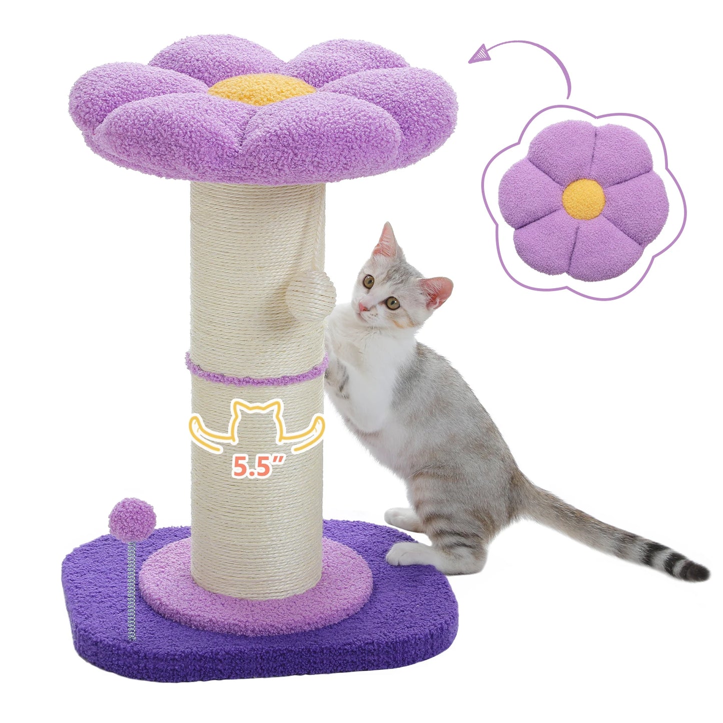 Flower Cat Scratching Post with Removable Flower Bed