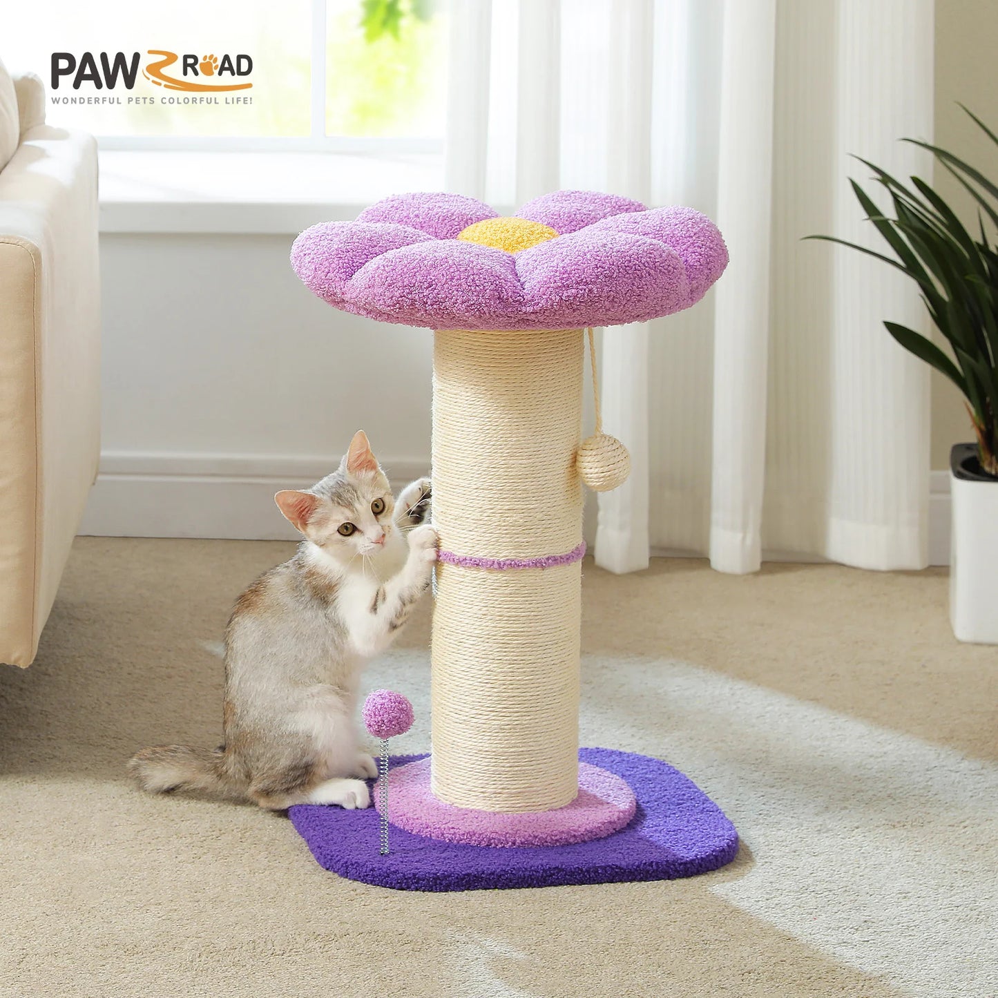 Flower Cat Scratching Post with Removable Flower Bed