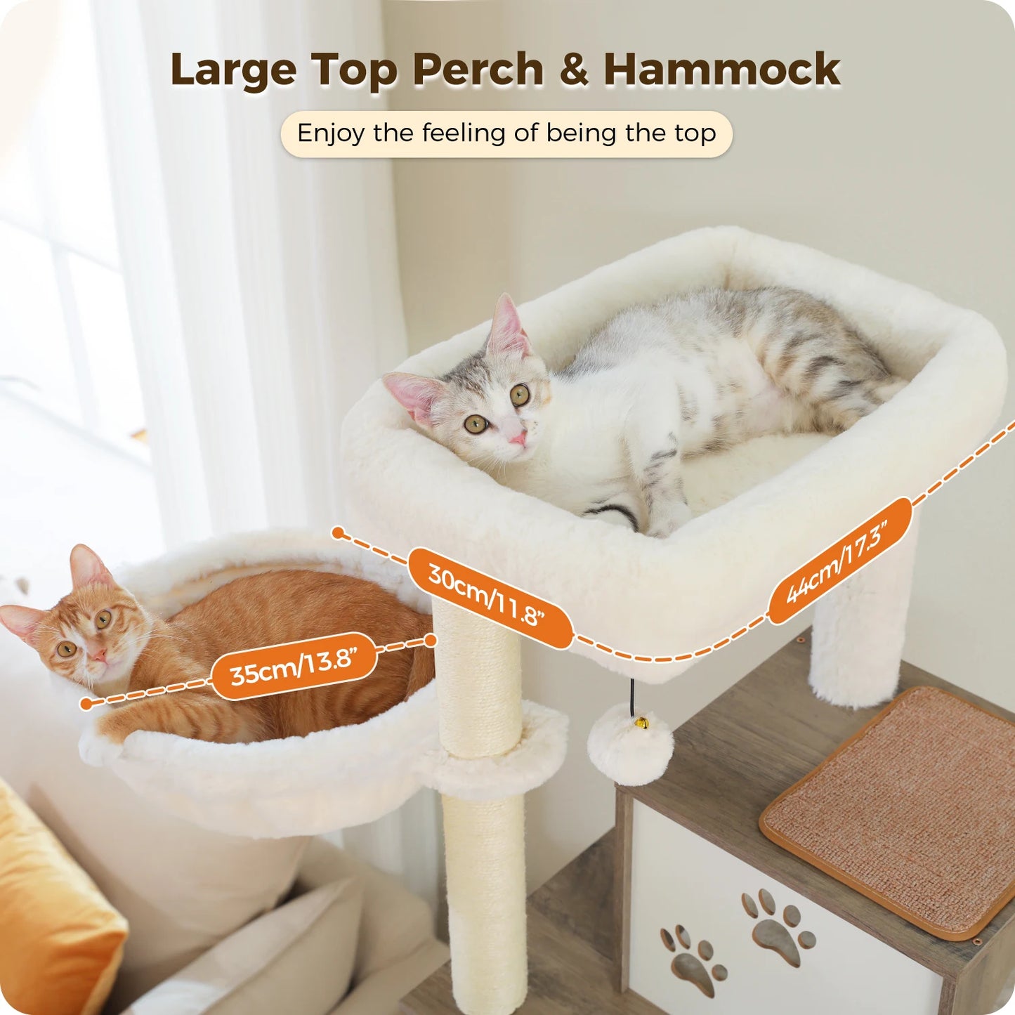 Cat Tree with Removable Anti-Slip Mats