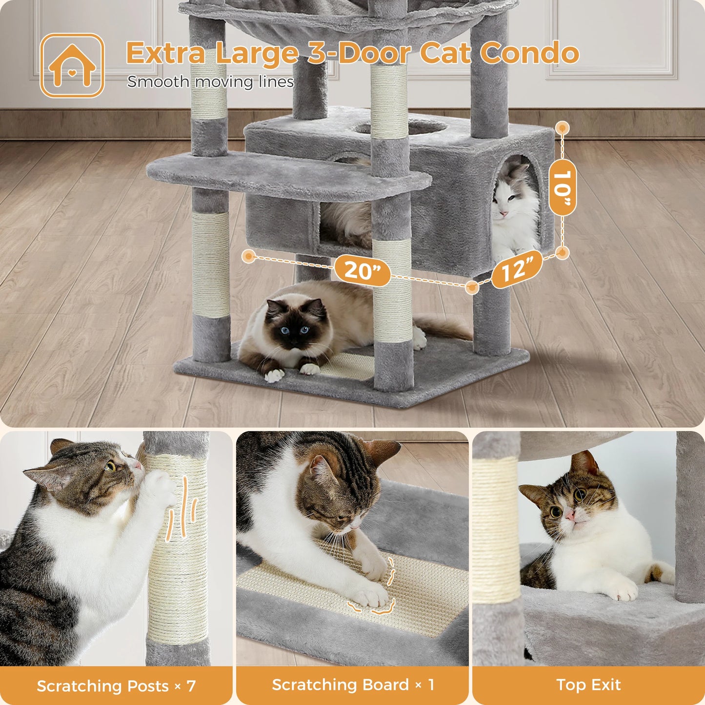 184cm Large Cat Tree With Scratching Posts