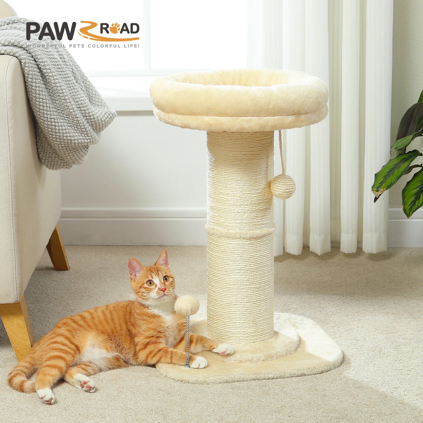 Flower Cat Scratching Post with Removable Flower Bed