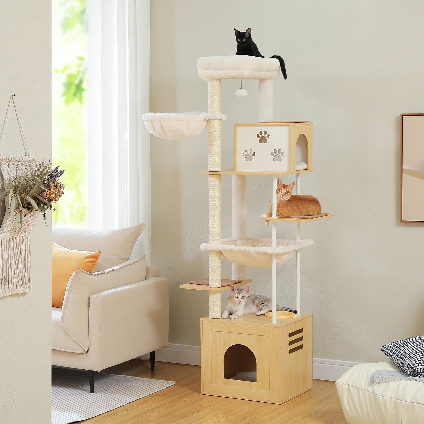 Cat Tree with Removable Anti-Slip Mats
