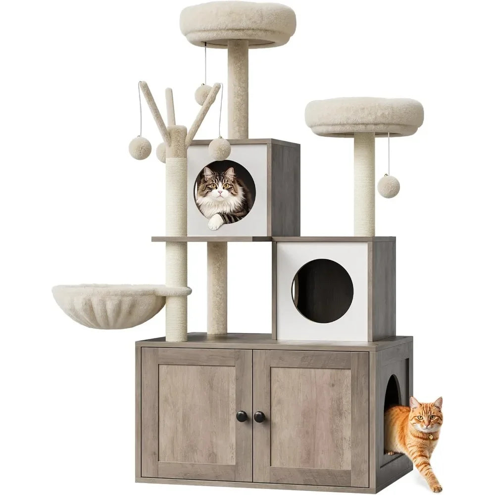 Cat Tree with Litter Box Enclosure