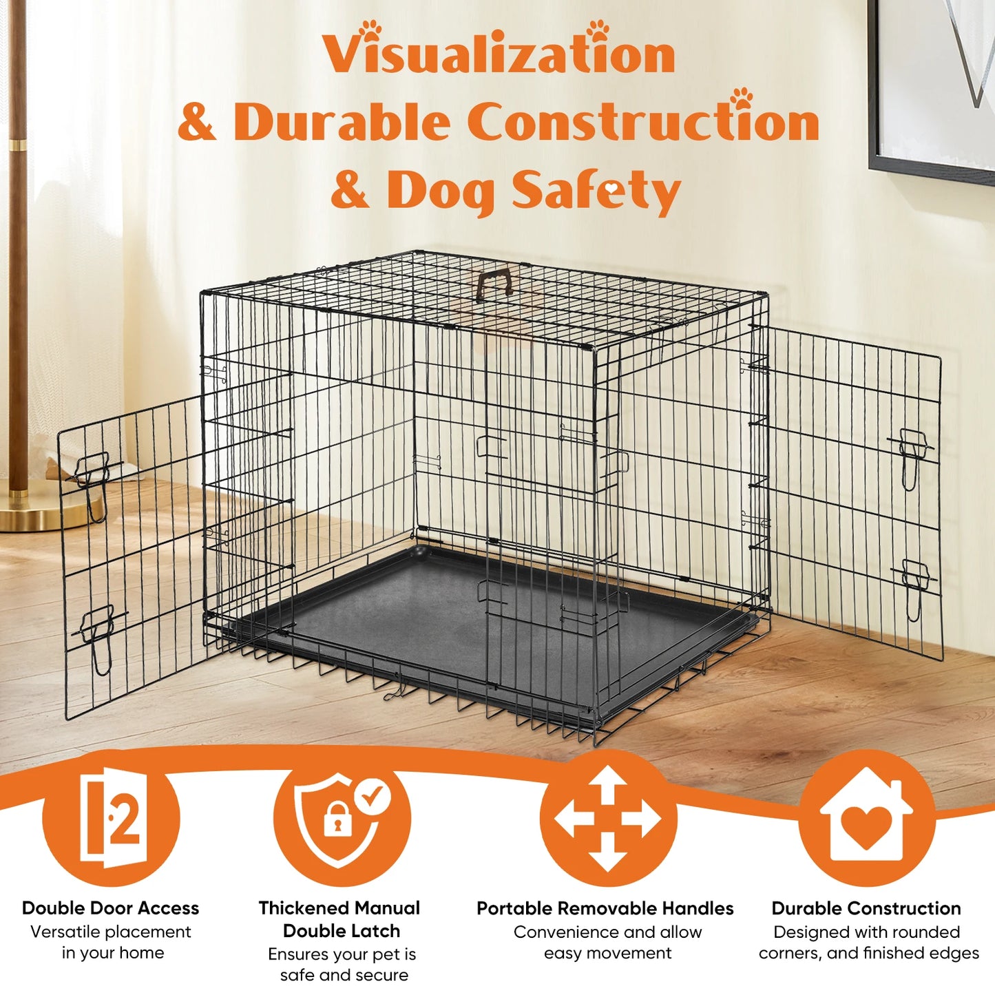 Double Door Folding Dog Cage - We Have the Goodies