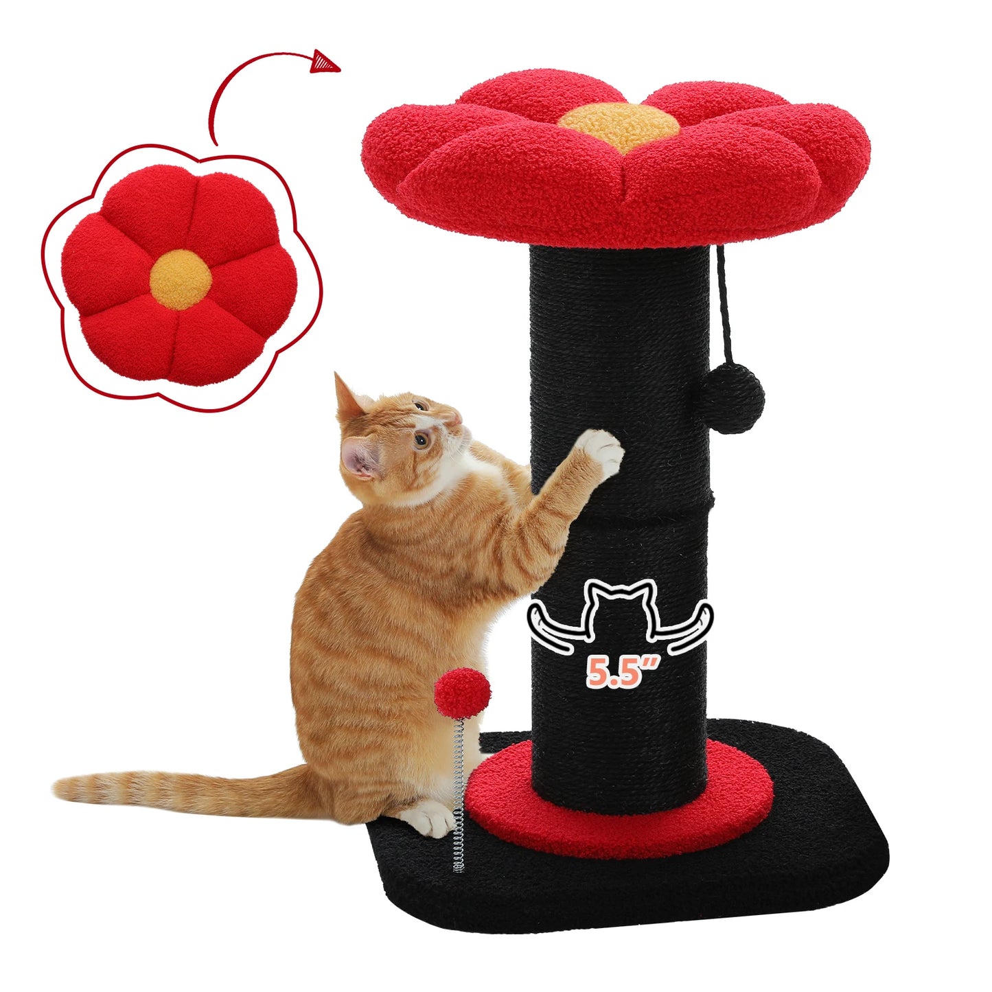 Flower Cat Scratching Post with Removable Flower Bed