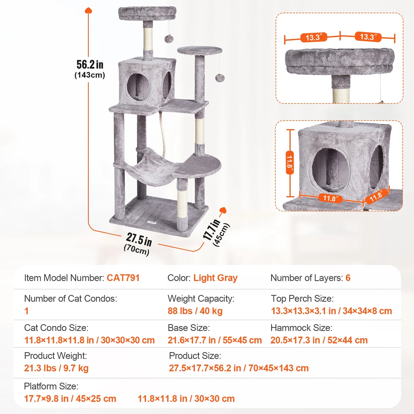 Cat Tree for Indoor Cats Dark Grey