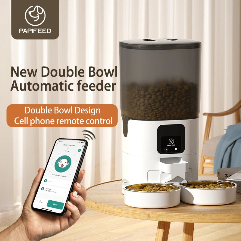 Pet double bowl automatic food dispenser - We Have the Goodies