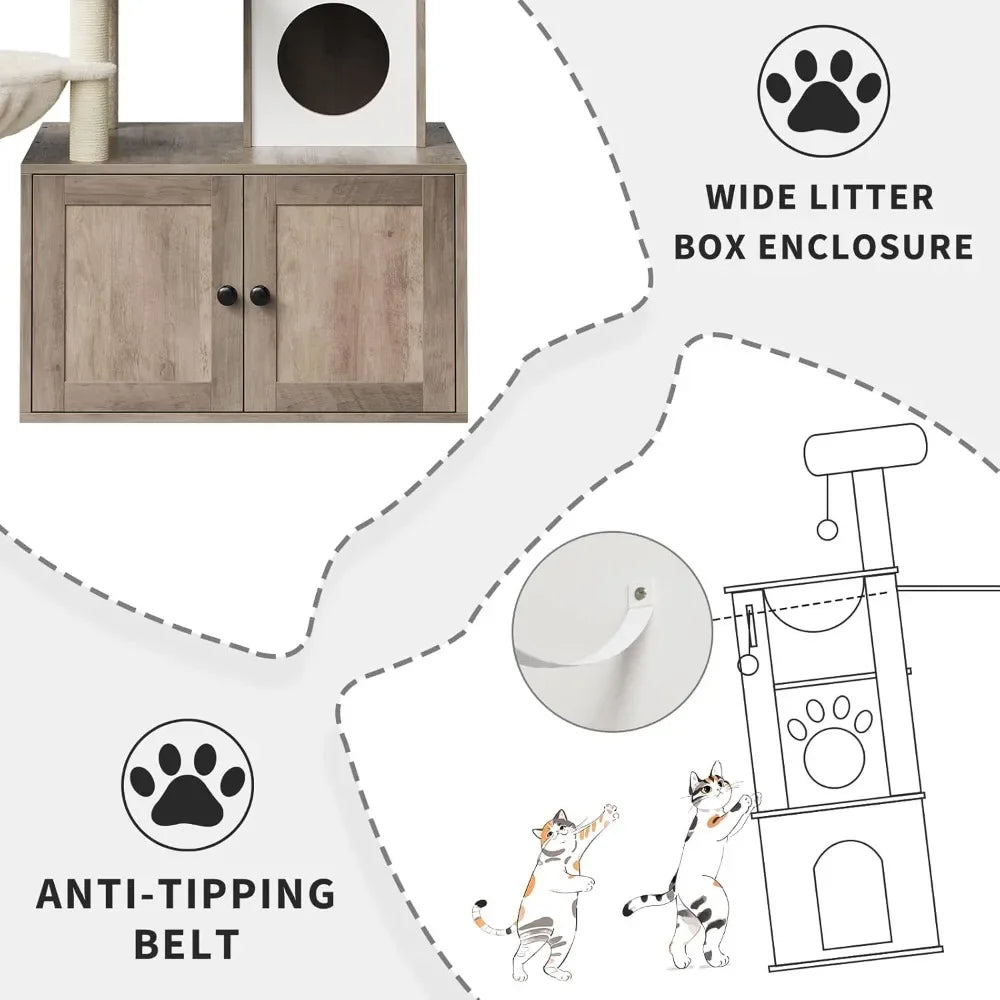 Cat Tree with Litter Box Enclosure