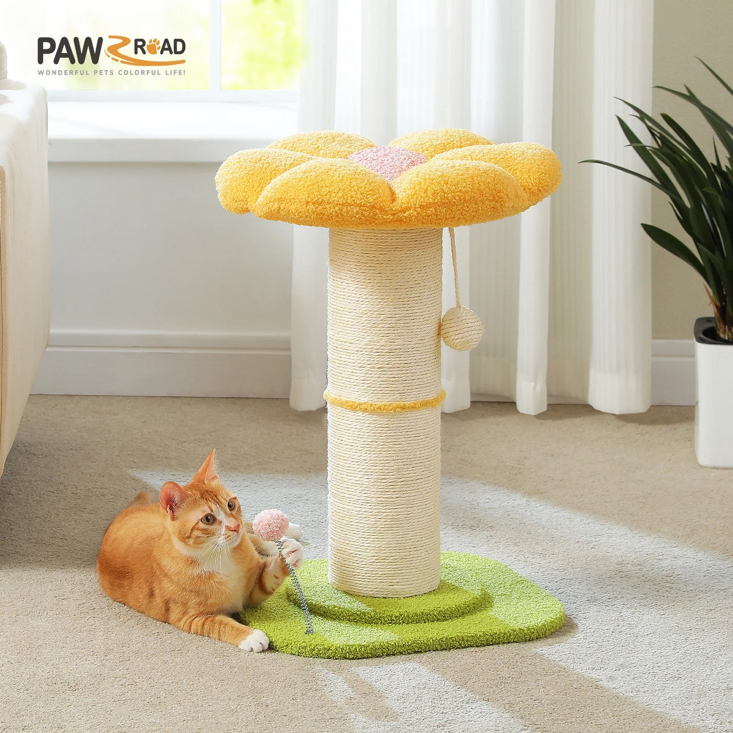 Flower Cat Scratching Post with Removable Flower Bed