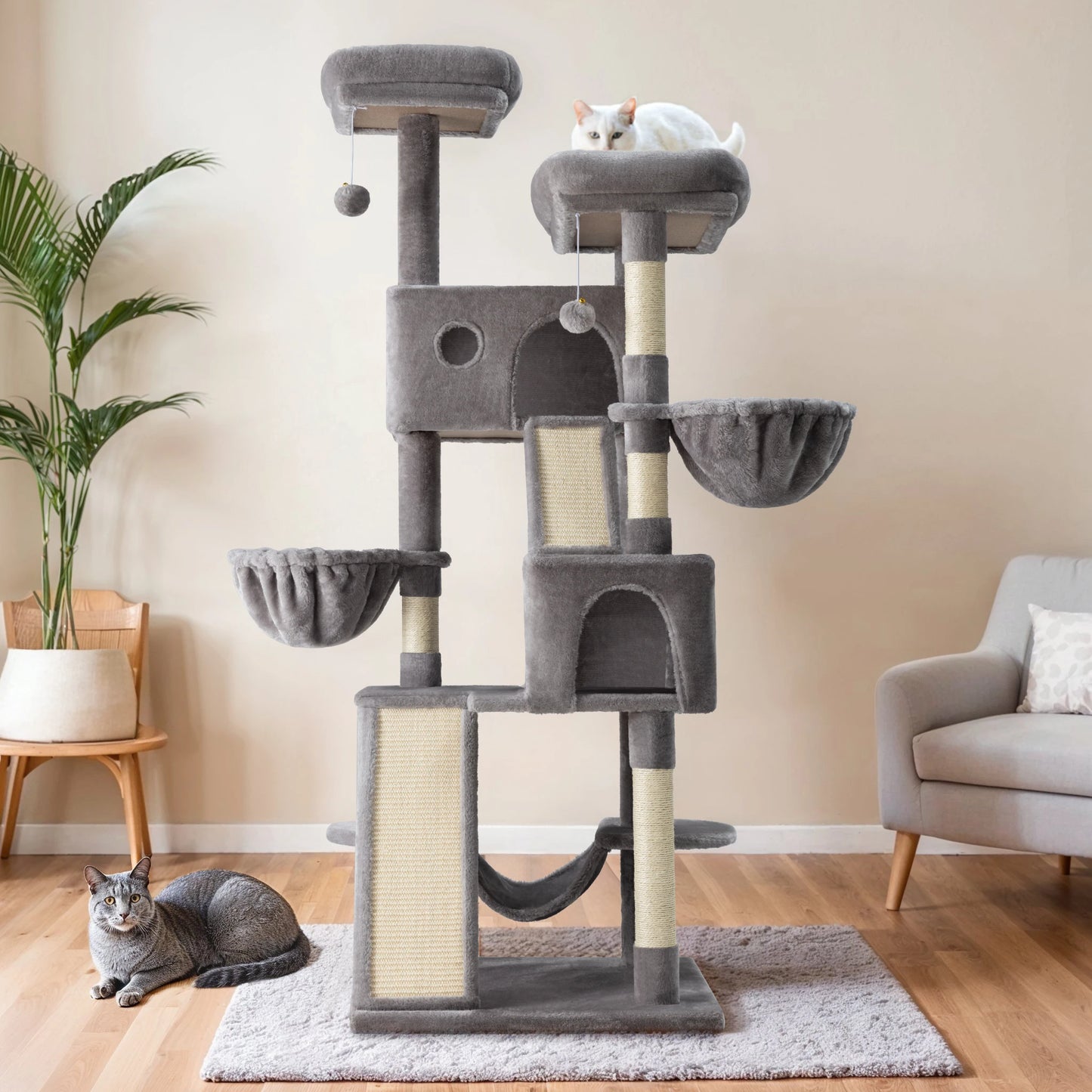 65in Large Cat Tree with Scratching Post