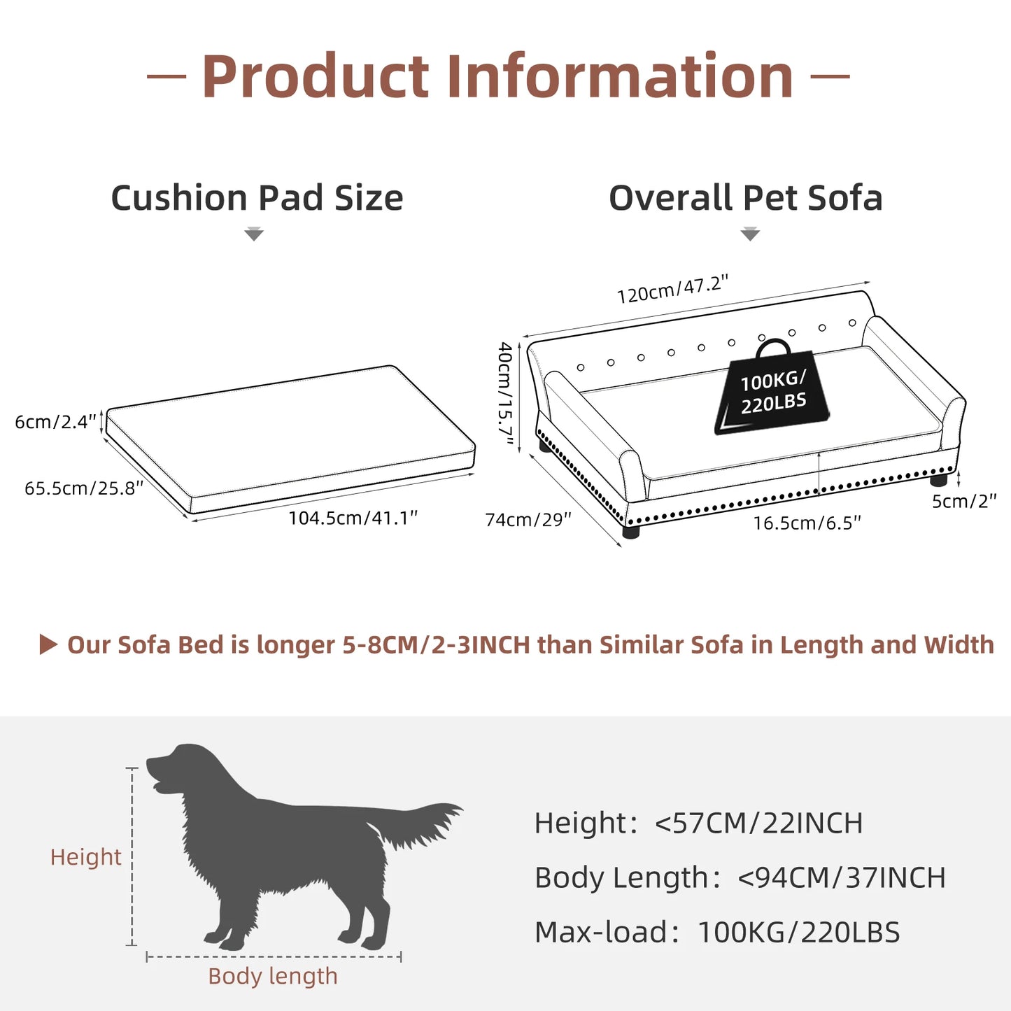 Dog Sofa with Removable Cushion - We Have the Goodies