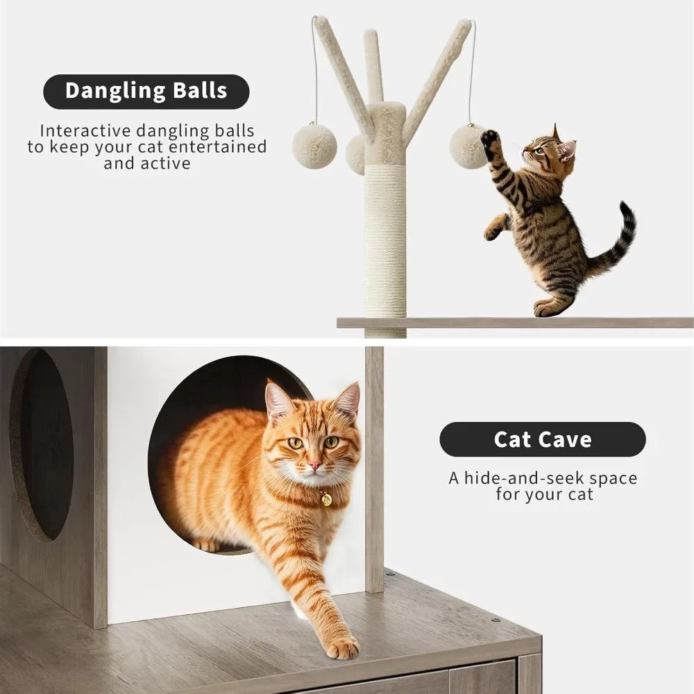 Cat Tree with Litter Box Enclosure
