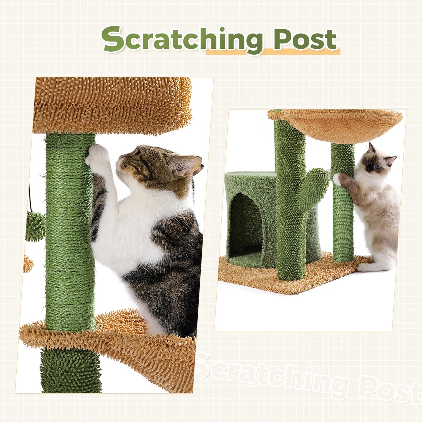 Cactus Cat Tower with Scratcher