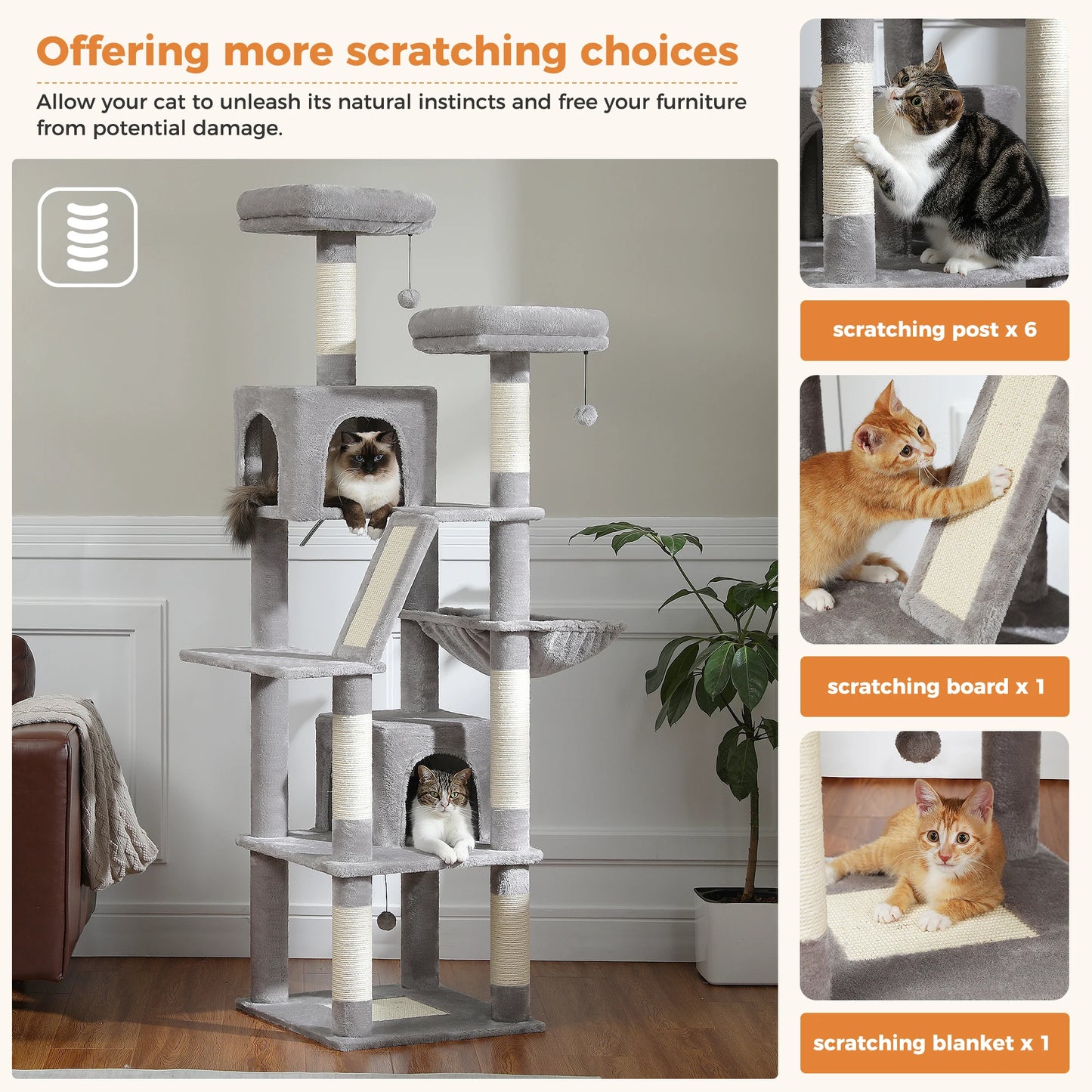 Tall Cat Tree Large Multi-Level