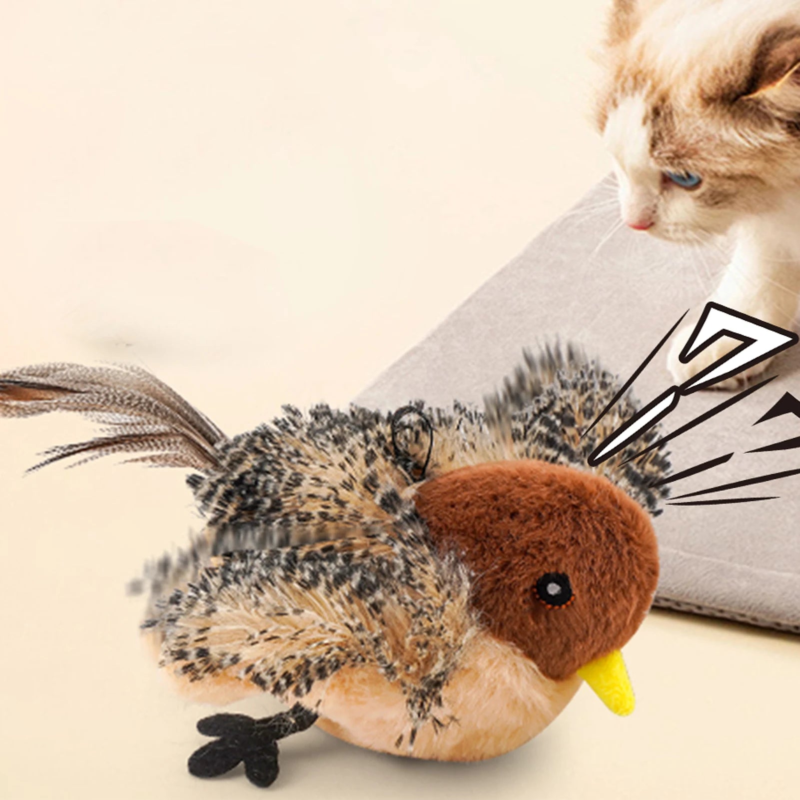 Chirping Bird Toy Plush for cat or kitten - We Have the Goodies 