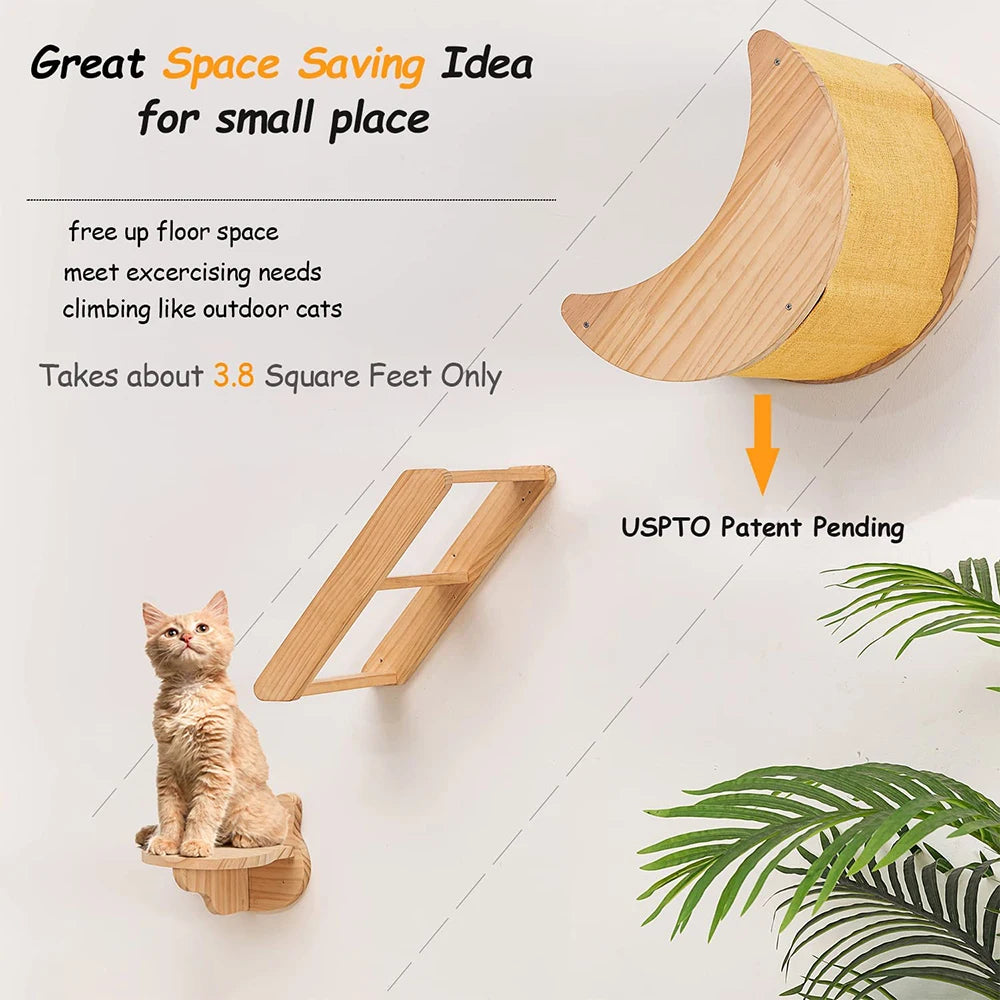 Cat Shelf Climbing wall with Hammock - We Have the Goodies 