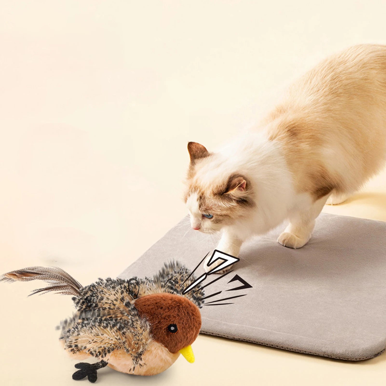 Chirping Bird Toy Plush for cat or kitten - We Have the Goodies 