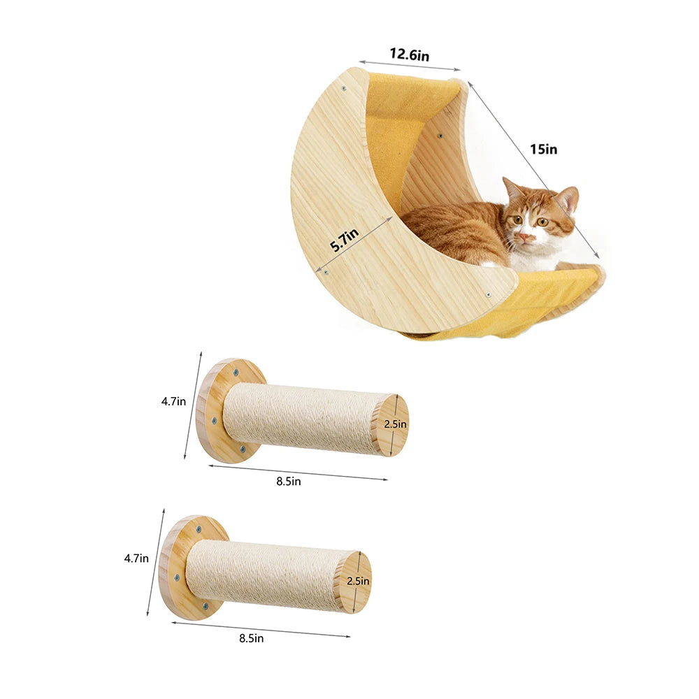 Cat Shelf Climbing wall with Hammock - We Have the Goodies 