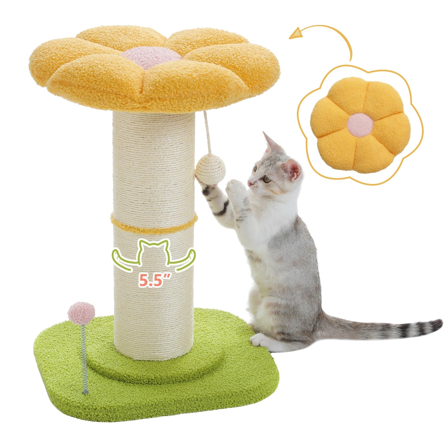 Flower Cat Scratching Post with Removable Flower Bed