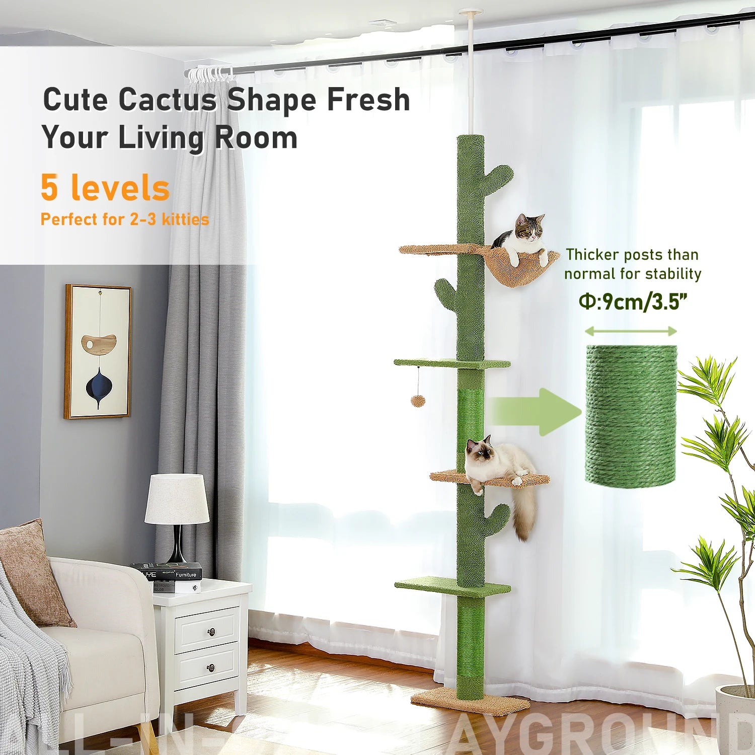Cat Tree 5-Tier Floor to Ceiling - We Have the Goodies 