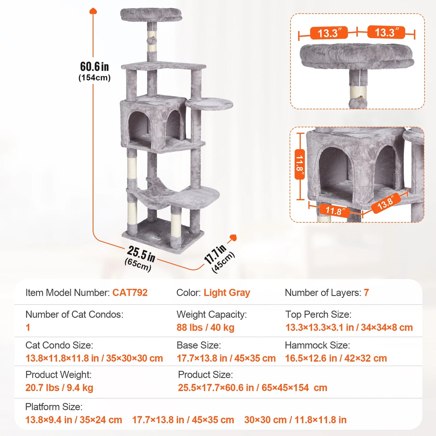 Cat Tree for Indoor Cats Dark Grey