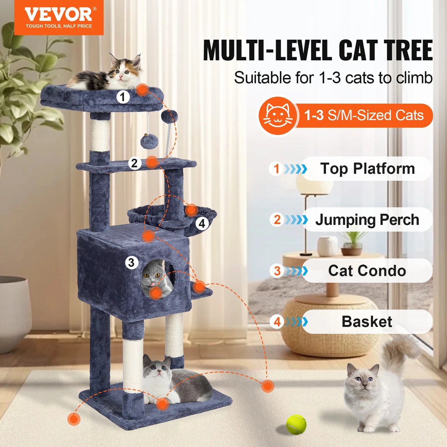 Cat Tree for Indoor Cats Dark Grey