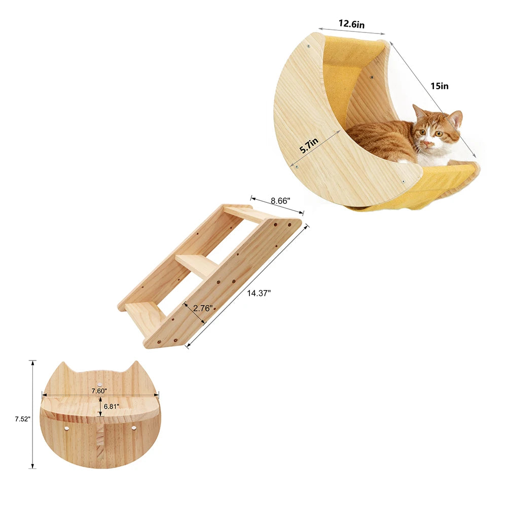 Cat Shelf Climbing wall with Hammock - We Have the Goodies 