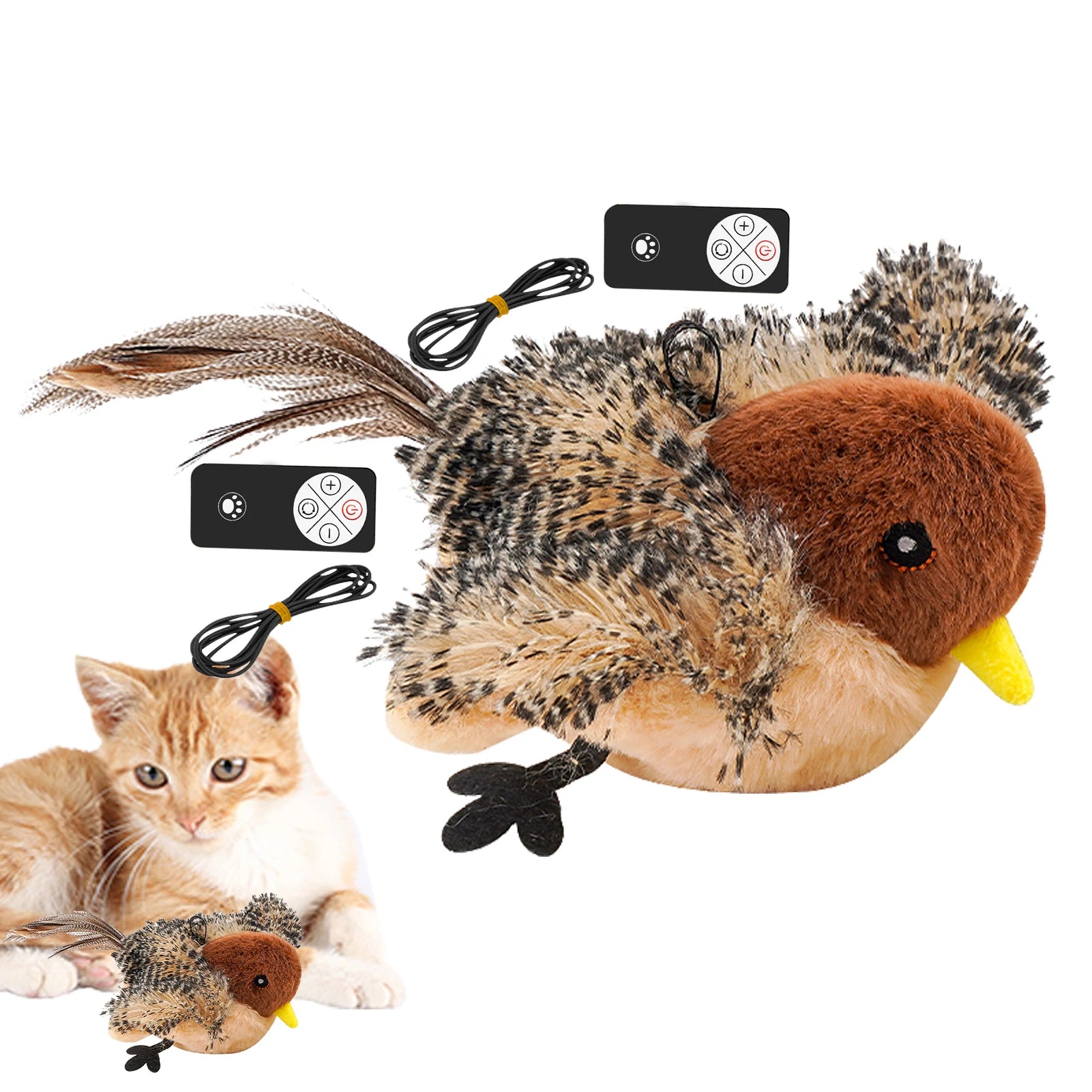 Chirping Bird Toy Plush for cat or kitten - We Have the Goodies 