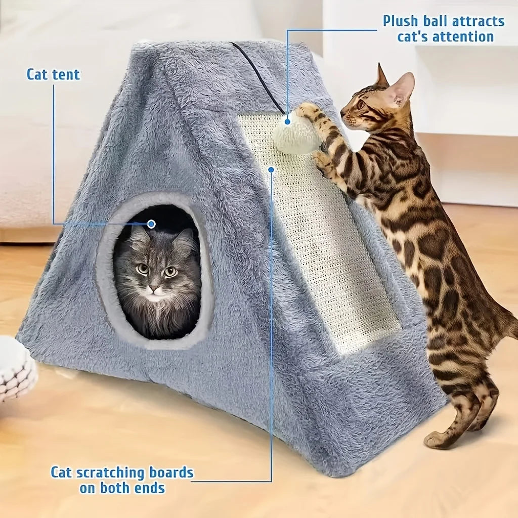 Cat bed with scratching board. - We Have the Goodies 