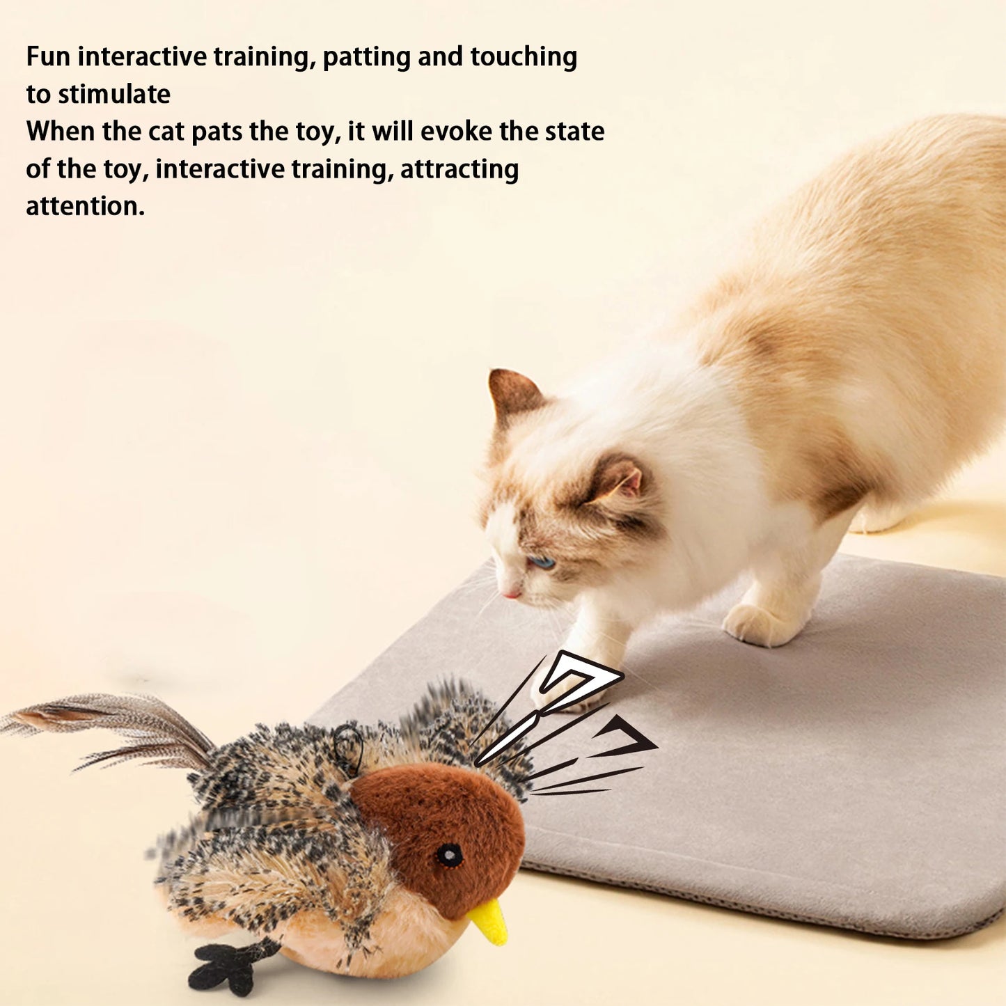Chirping Bird Toy Plush for cat or kitten - We Have the Goodies 