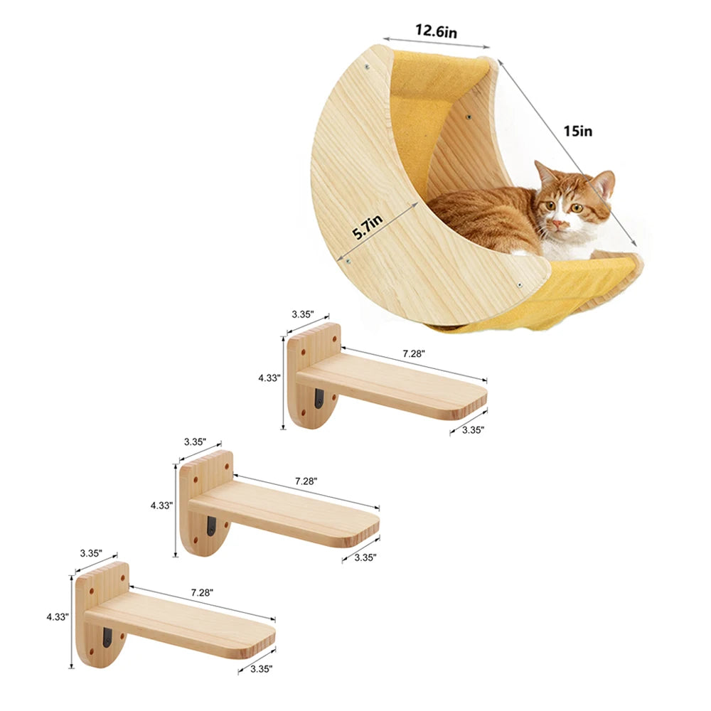 Cat Shelf Climbing wall with Hammock - We Have the Goodies 