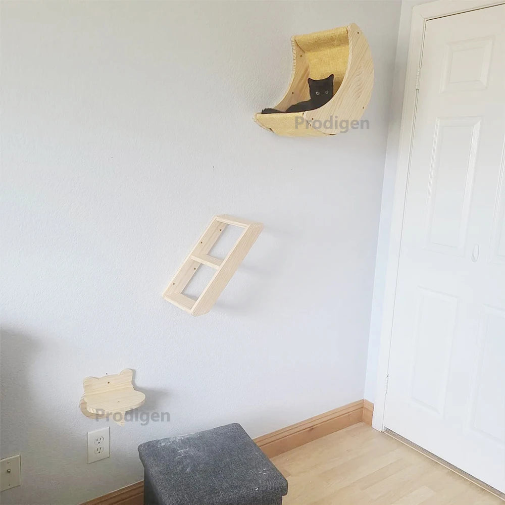 Cat Shelf Climbing wall with Hammock - We Have the Goodies 