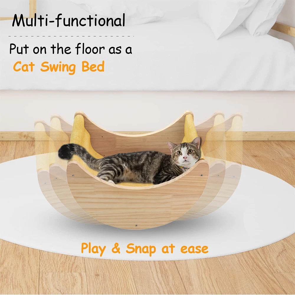 Cat Shelf Climbing wall with Hammock - We Have the Goodies 