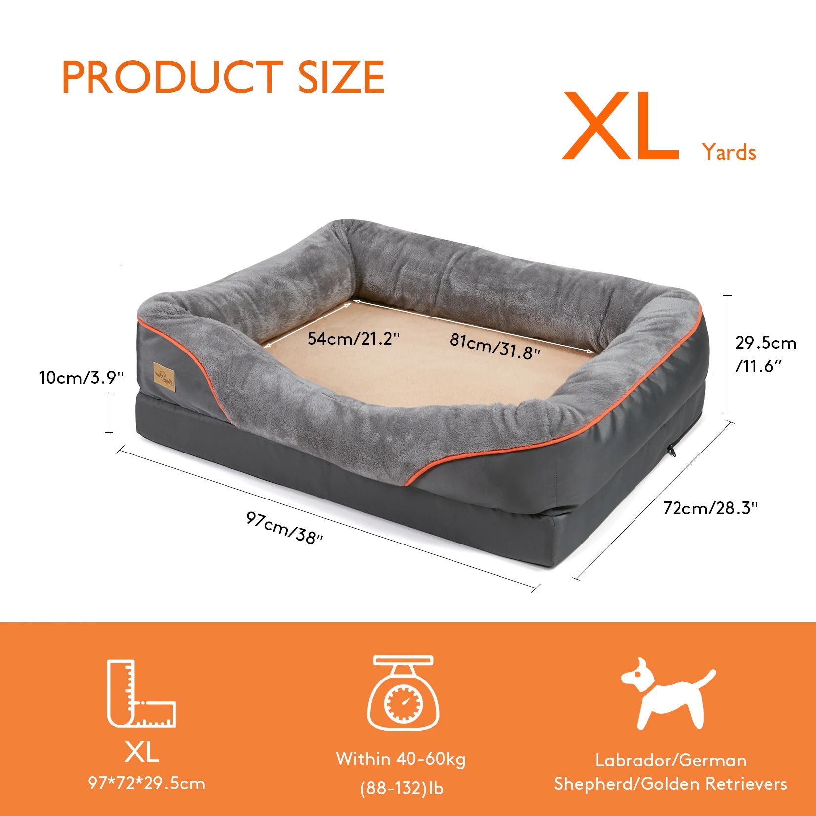 Large Dog Orthopedic Bed with Removable Cover - We Have the Goodies 