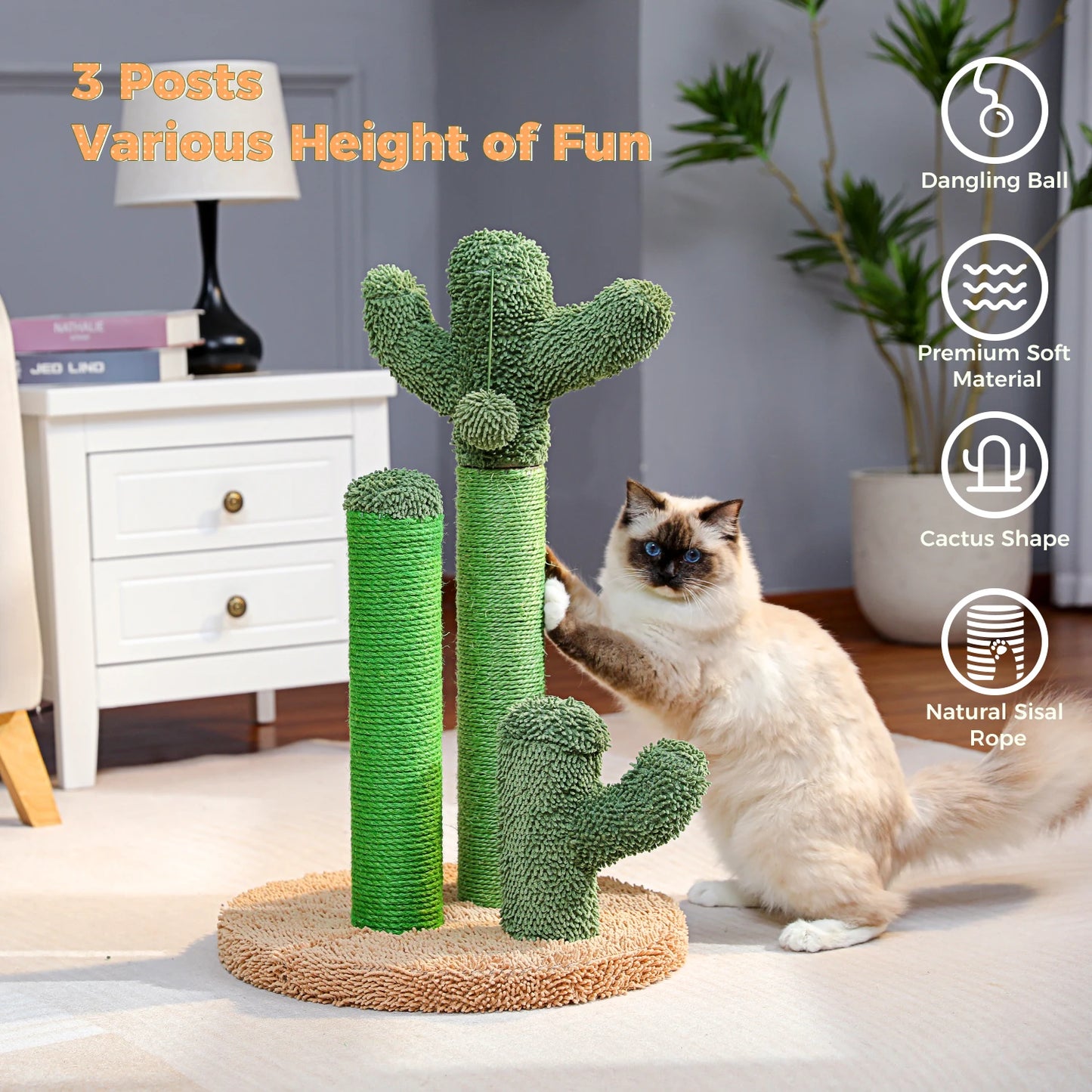 Cat Scratching Post with 3 Scratching Poles