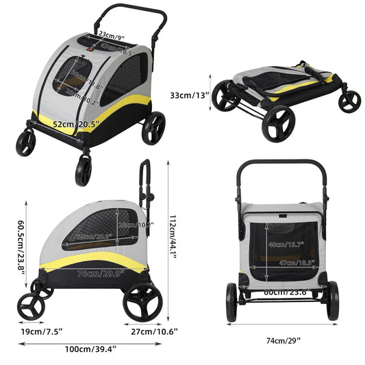 Dog Stroller 4 Wheels Foldable - We Have the Goodies 