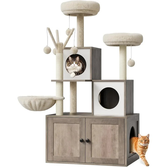 Cat Tree with Litter Box Enclosure