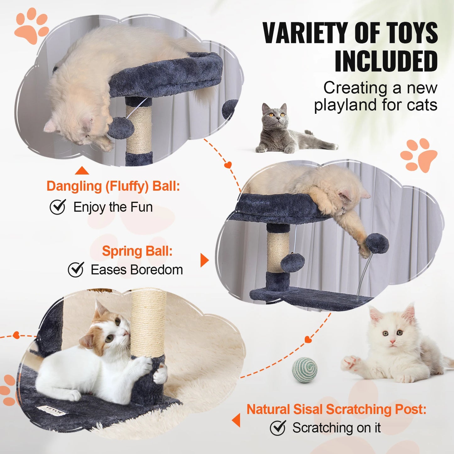 Cat Tree for Indoor Cats Dark Grey